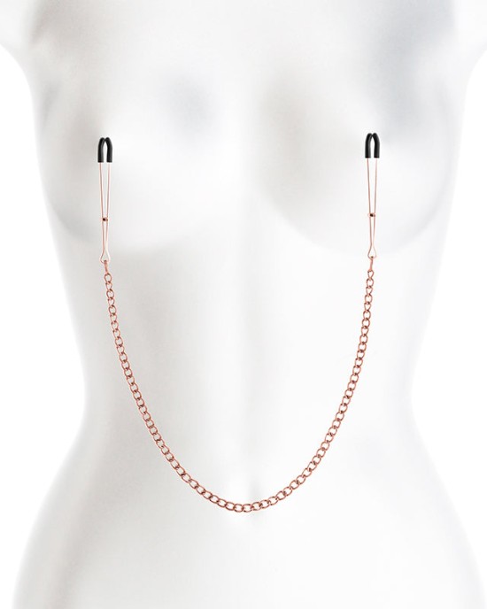 Bound Rose Gold Nipple Clamps with RG Chain