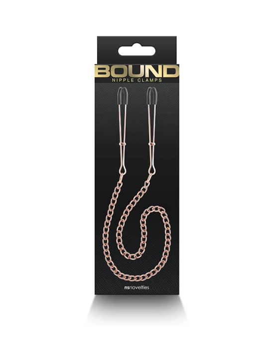 Bound Rose Gold Nipple Clamps with RG Chain