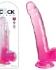 King Cock Clear 9 Inch Dildo with Balls - Pink