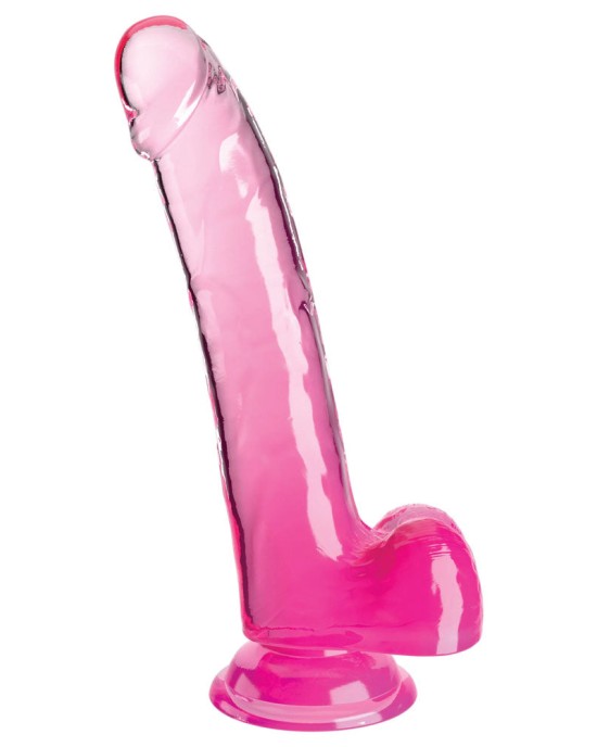 King Cock Clear 9 Inch Dildo with Balls - Pink