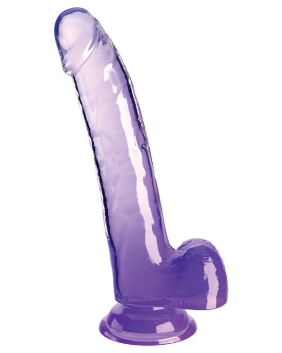 King Cock Clear 9 Inch Dildo with Balls - Purple