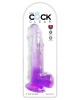 King Cock Clear 9 Inch Dildo with Balls - Purple