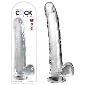 King Cock Clear 11 Inch Dildo with Balls - Clear