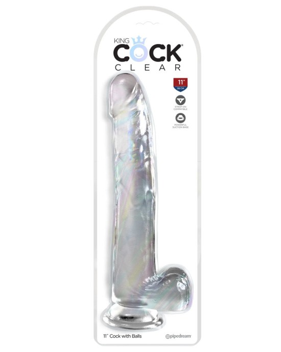 King Cock Clear 11 Inch Dildo with Balls - Clear