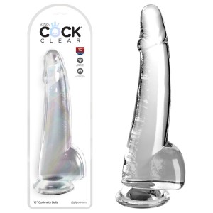 King Cock Clear 10 Inch Cock with Balls - Clear