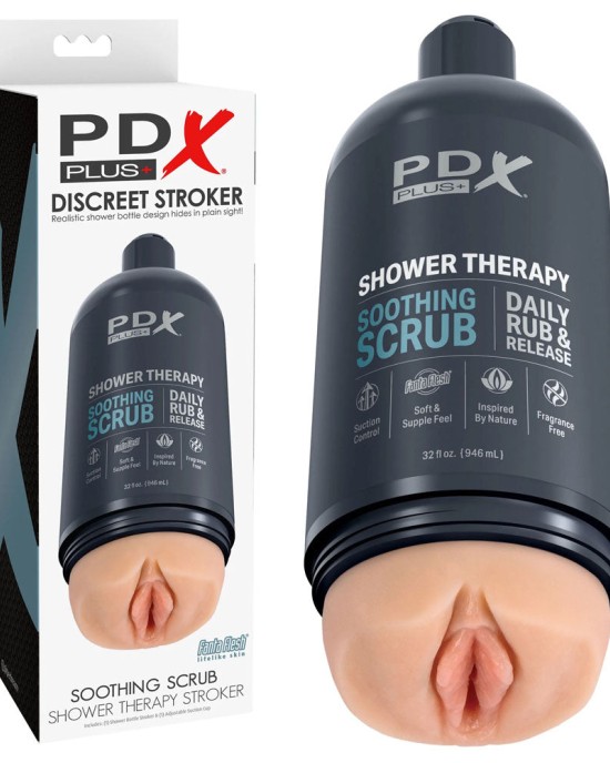 PDX Plus Shower Therapy - Soothing Scrub Vagina Stroker - Flesh