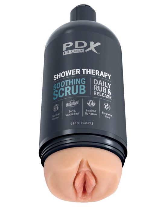 PDX Plus Shower Therapy - Soothing Scrub Vagina Stroker - Flesh