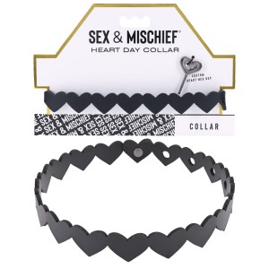 Sex & Mischief Heart Day Collar - Black