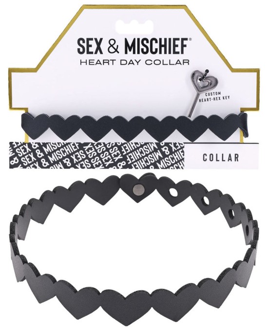 Sex & Mischief Heart Day Collar - Black