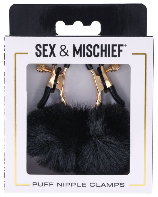 Sex & Mischief Puff Nipple Clamps - Black - Set of 2