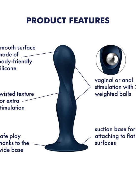 Satisfyer Double Ball-R Anal Dildo - Dark Blue