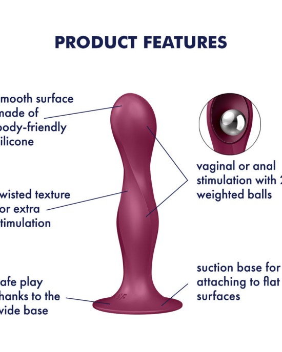 Satisfyer Doule Ball-R Anal Dildo - Red