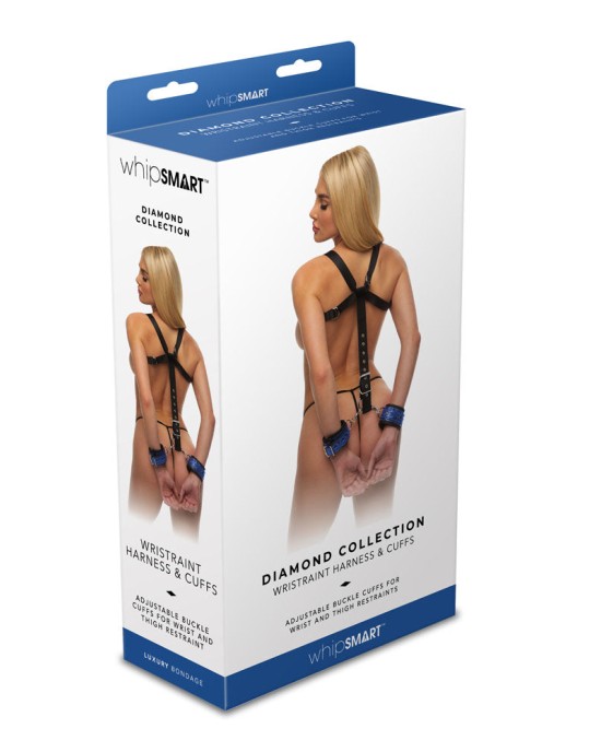 WhipSmart Diamond Wristraint Harness & Cuffs - Blue