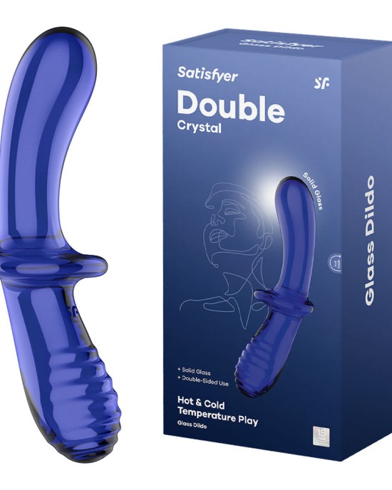 Satisfyer Double Crystal - Glass Double Ended Dildo - Blue