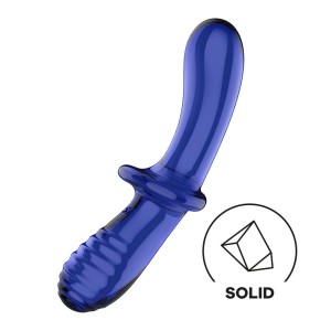 Satisfyer Double Crystal - Glass Double Ended Dildo - Blue