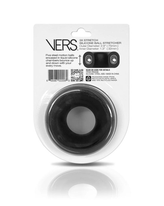 VERS Liquid Silicone Steel Motion Ball Stretcher Ring - Black