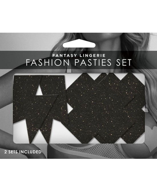 Fashion Pasties Set - Glitter Black - 2 Sets