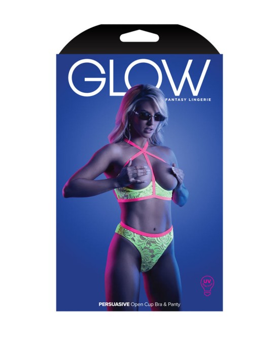 Glow Persuasive Open Cup Bra & Panty - S/M