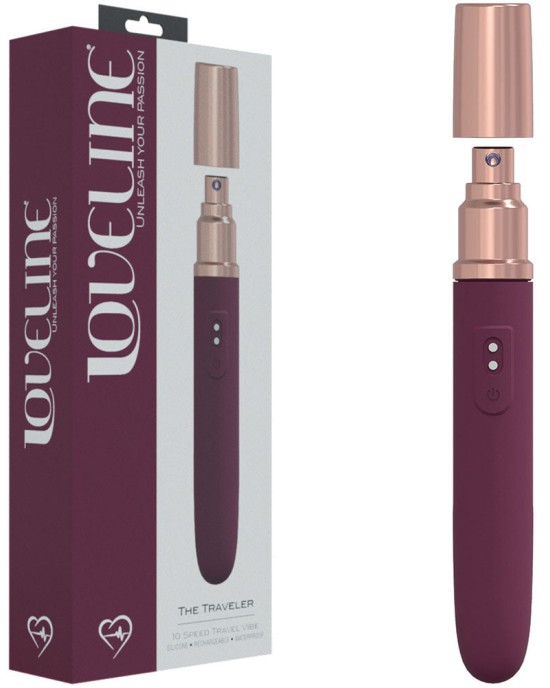 Loveline The Traveler - Vibrator with Lube Applicator - Burgundy