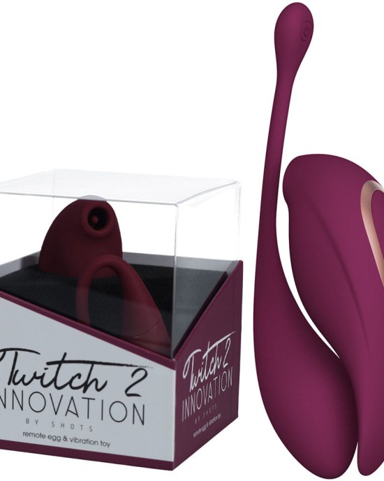 Twitch 2 - Suction Vibrator with Remote Vibrating Egg - Burgundy