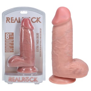 RealRock 8 Inch Extra Thick Dildo with Balls - Flesh