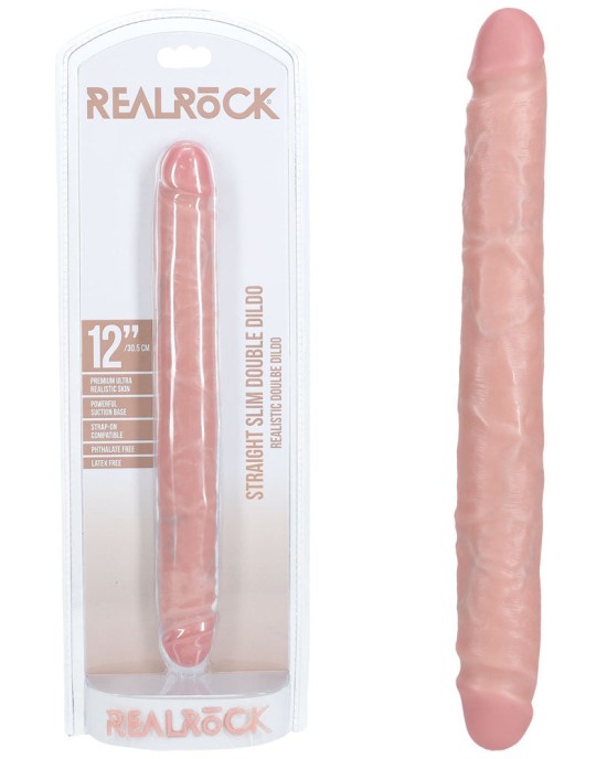 RealRock 12 Inch Slim Double Dildo - Flesh