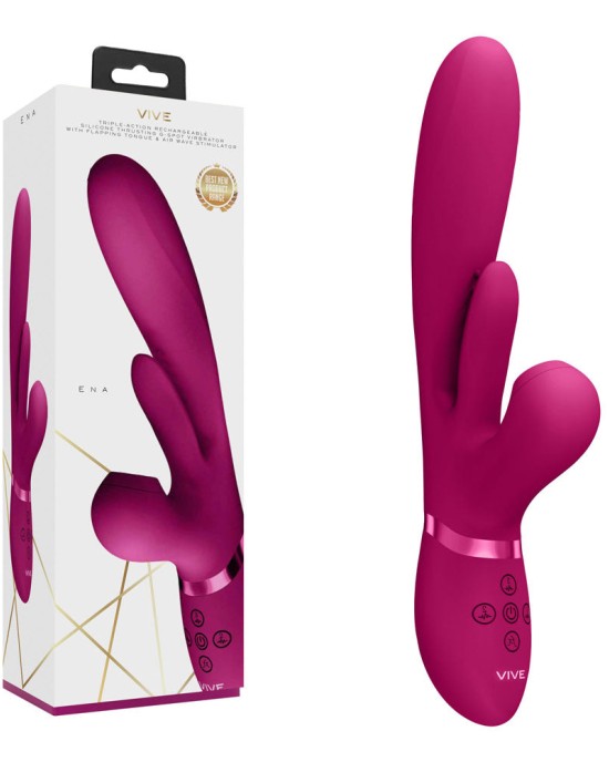 Vive Ena - Thrusting Vibrator with Air Wave Stimulator - Pink