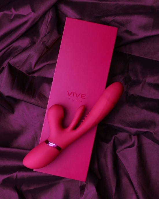 Vive Ena - Thrusting Vibrator with Air Wave Stimulator - Pink