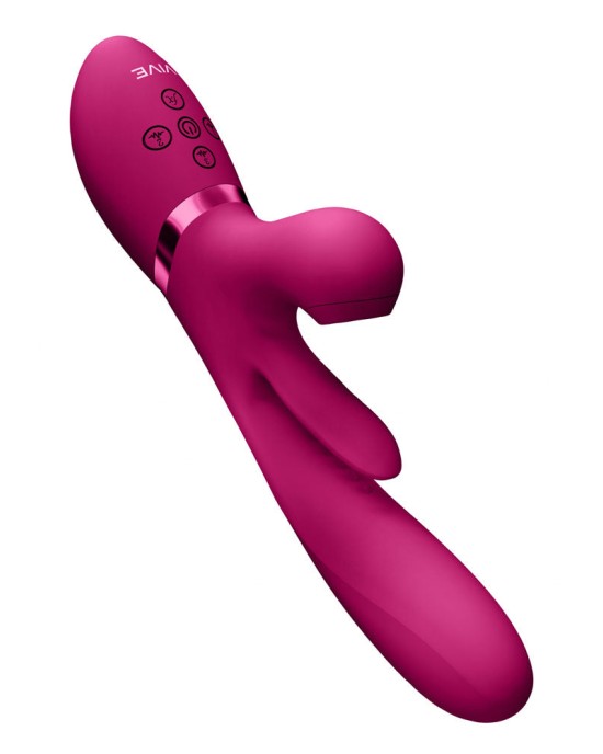 Vive Ena - Thrusting Vibrator with Air Wave Stimulator - Pink