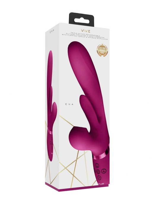 Vive Ena - Thrusting Vibrator with Air Wave Stimulator - Pink