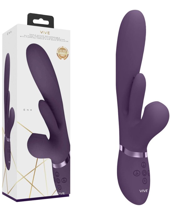 Vive Ena - Thrusting Vibrator with Air Wave Stimulator - Purple