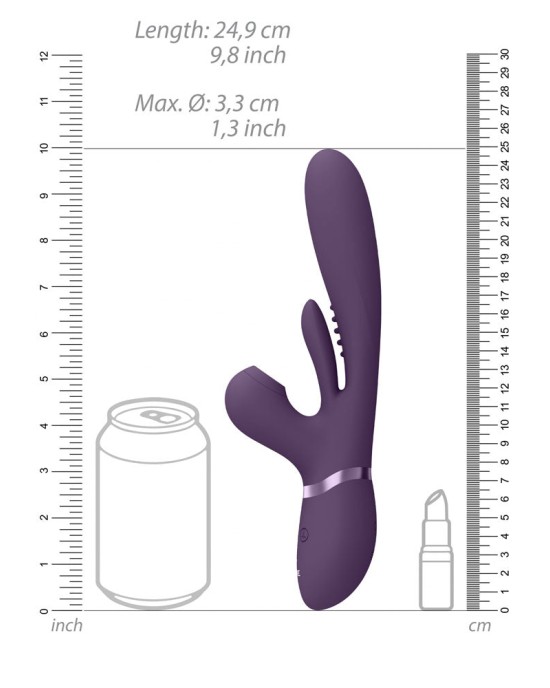 Vive Ena - Thrusting Vibrator with Air Wave Stimulator - Purple