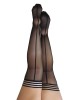 Kixies Lois Black with Back Seam Thigh Highs Stockings - C