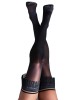 Kixies Keila Fringe Sheer Thigh Highs Stockings - Black - A