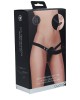 Ouch! Dual Vibrating Silicone Ridged Strap-On - Black