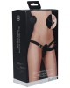 Ouch! Dual Vibrating Silicone Ribbed Strap-On - Black