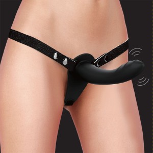 Ouch! Vibrating Silicone Strap-On - Black