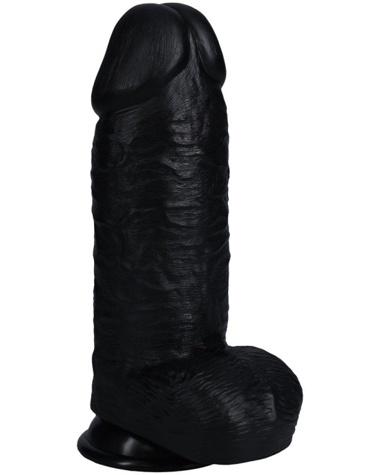 RealRock 10 Inch Extra Thick Dildo with Balls - Black