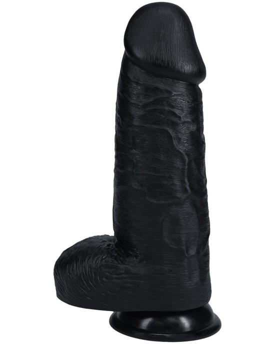 RealRock 10 Inch Extra Thick Dildo with Balls - Black