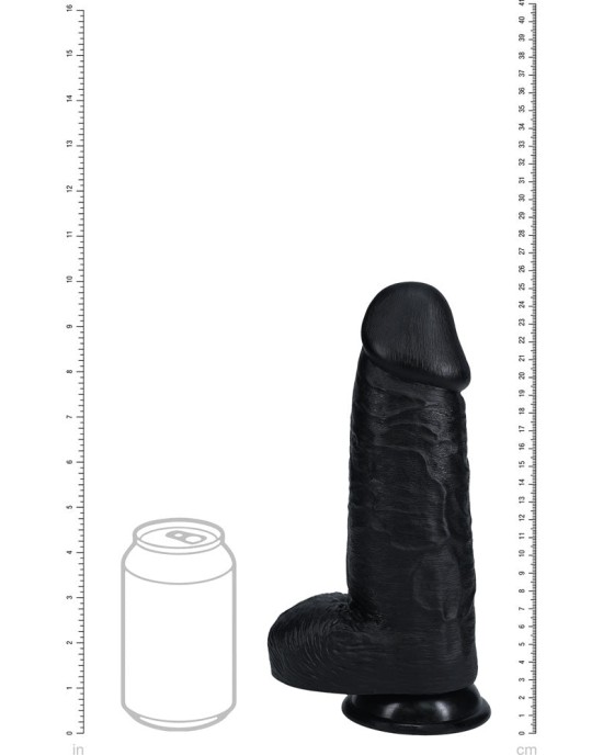 RealRock 10 Inch Extra Thick Dildo with Balls - Black