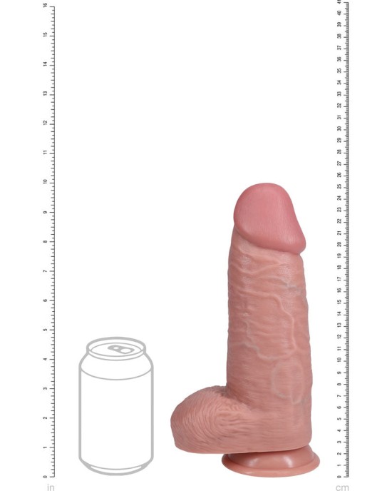 RealRock 10 Inch Extra Thick Dildo with Balls - Flesh