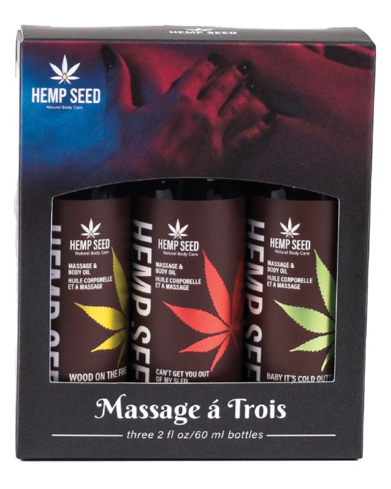 Hemp Seed Massage A Trois - Scented Massage Oils - 3 Pack