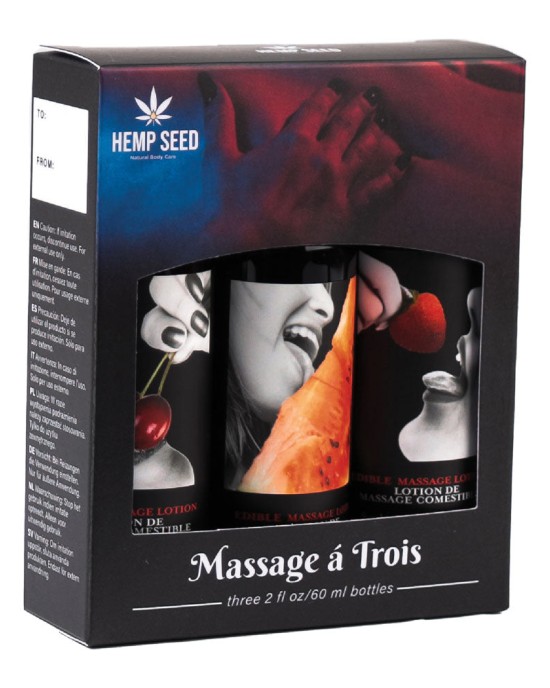 Hemp Seed Edible Massage Lotion A Trois Kit - 3 Pack