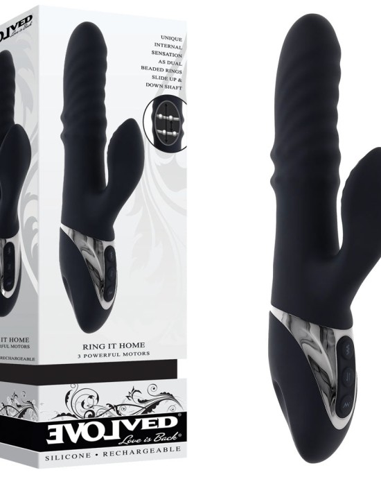 Evolved Ring It Home Rabbit Vibrator - Black