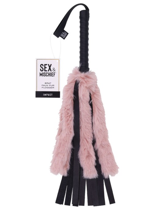 Sex & Mischief Brat Pink Faux Fur Flogger