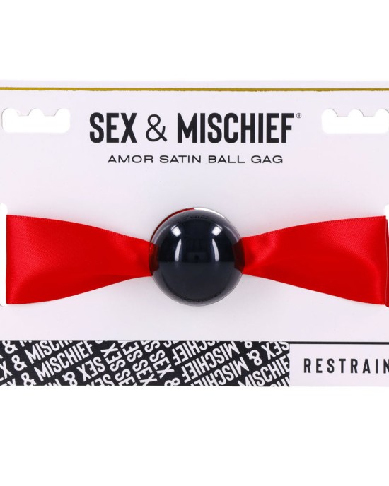 Sex & Mischief Amor Satin Ball Gag - Red