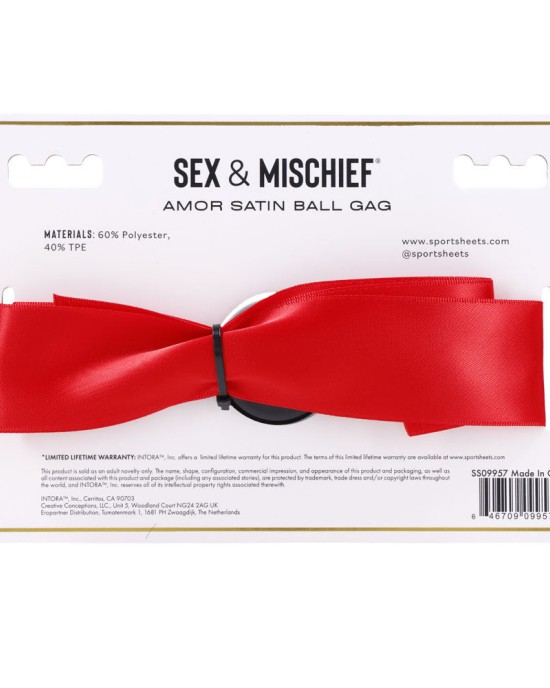 Sex & Mischief Amor Satin Ball Gag - Red