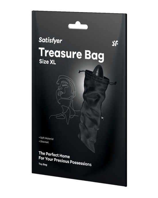 Satisfyer Treasure Toy Storage Bag - XLarge - Black