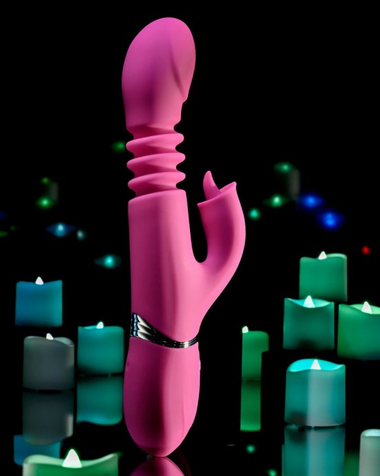 Evolved Pink Dragon - Thrusting Rabbit Vibrator - Pink