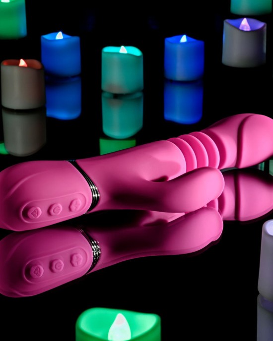 Evolved Pink Dragon - Thrusting Rabbit Vibrator - Pink